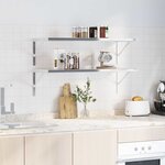 vidaXL Supports d'étagères 4 Pièces 40x2 5x25 cm argenté acier inoxydable