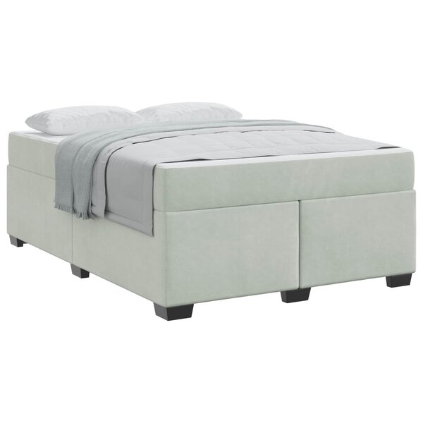 vidaXL Cadre de lit avec matelas Gris clair 140 x 200 cm tissu