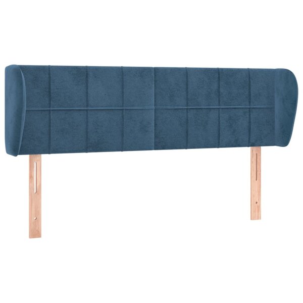 vidaXL Tête de lit avec oreilles Bleu foncé 147x23x78/88 cm Velours
