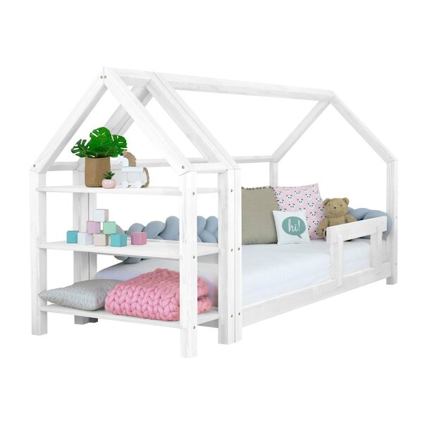 Lit cabane avec étagère 80 x 180 blanc