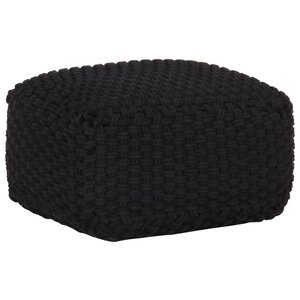 Vidaxl pouf tricoté à la main noir 50x50x30 cm coton