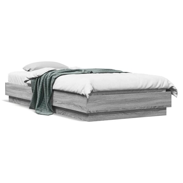 vidaXL Cadre de lit sans matelas sonoma gris 100x200 cm