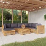 vidaXL Salon de jardin 8 Pièces avec coussins Bois de teck solide