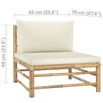 vidaXL Salon de jardin 4 Pièces avec coussins blanc crème bambou