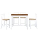 vidaXL Table et chaises de bar 5 Pièces Bois massif Marron et blanc