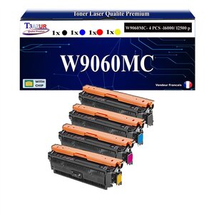 T3AZUR -4x Toners compatibles avec HP W9060MC W9061MC W9062MC W9063MC pour HP Color LaserJet Managed E55040 E57540c E57540dn