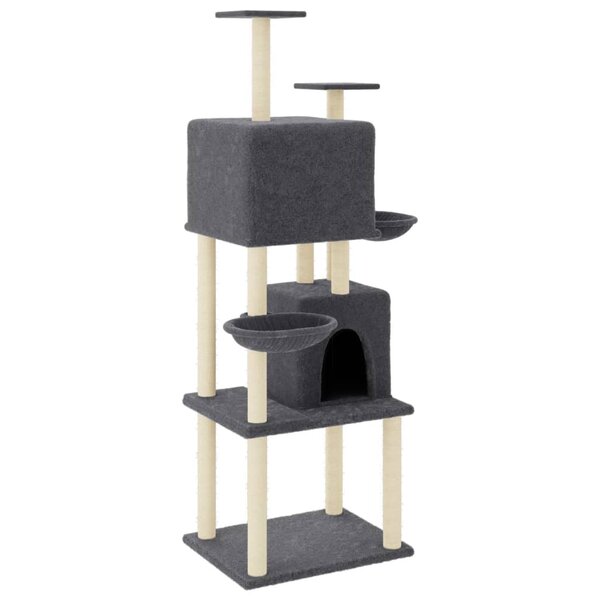 vidaXL Arbre à chat avec griffoirs en sisal Gris foncé 180 cm