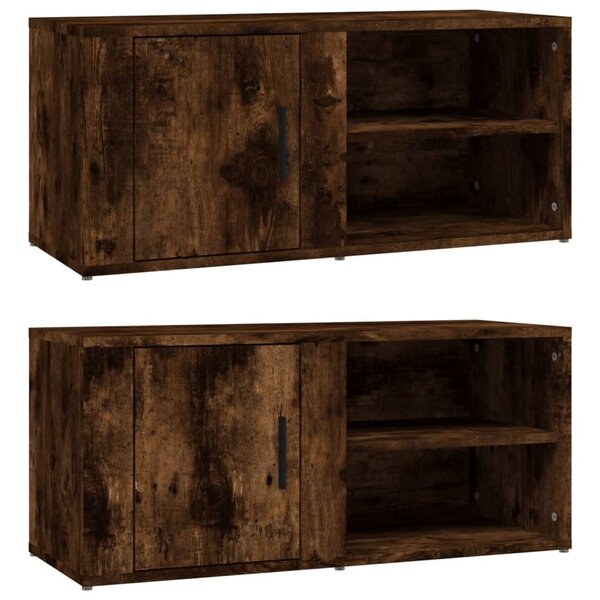 vidaXL Meubles TV 2 Pièces Chêne fumé 80x31 5x36 cm Bois d'ingénierie