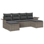 vidaXL Ensemble de canapé de jardin avec coussin 6 Pièces Gris Poly rotin