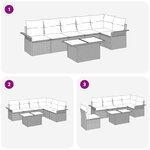 vidaXL Ensemble de canapé de jardin 7 Pièces Gris clair Poly rotin
