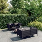 vidaXL Salon de jardin 5 Pièces avec coussins Résine tressée Gris foncé