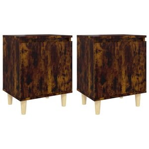 vidaXL Tables de chevet et pieds en bois 2 Pièces Chêne fumé 40x30x50 cm
