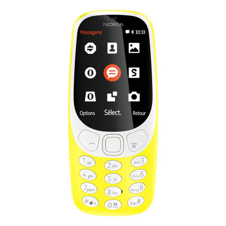 Nokia Nokia 3310 (2017) Jaune - Téléphone 2G Dual SIM - RAM 16 Mo - Ecran 2.4' 240 x 320 - Bluetooth 3.0 - 1200 mAh