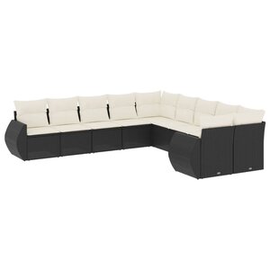 vidaXL Salon de jardin 10 Pièces avec coussins noir résine tressée