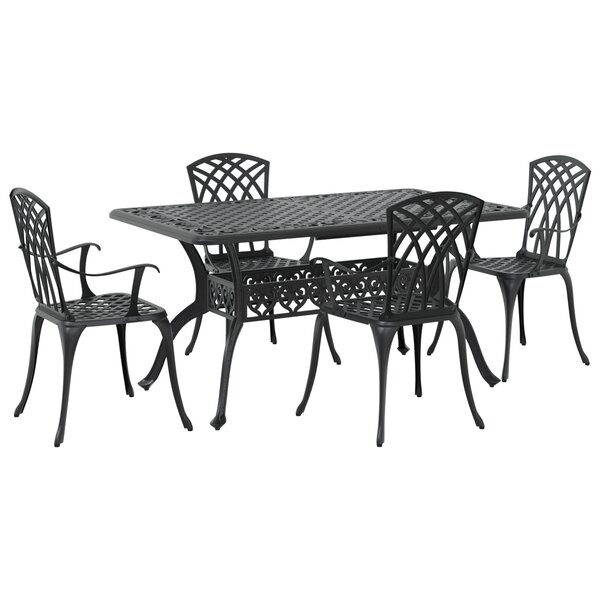 vidaXL Ensemble de salle à manger de jardin 5 pièces en aluminium coulé noir