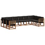 vidaXL Ensemble de canapés d'extérieur 10 pc Naturel et Noir