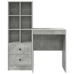 vidaXL Bureau avec rangement 2 Pièces Gris béton 60 x 50 x 76 cm