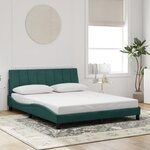 vidaXL Cadre de lit avec LED sans matelas Hanko vert foncé 160x200 cm velours