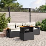 vidaXL Salon de jardin 5 Pièces avec coussins noir résine tressée