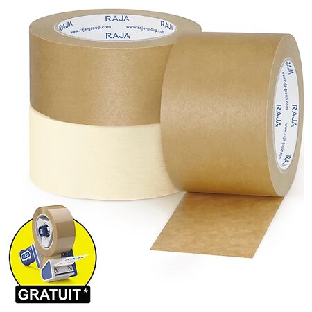 Ruban adhésif en papier kraft raja standard 57 g/m² blanc 50 mm x 50 m (lot de 36)