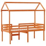 vidaXL Lit haut avec toit cire marron 80x200 cm bois de pin massif