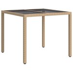 vidaXL Table de jardin pour repas Beige 90 x 90 x 75 cm Poly rotin