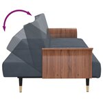 vidaXL Canapé-lit avec porte-gobelets gris foncé velours