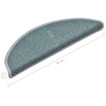 vidaXL Tapis d'escalier 15 pièces 56 x 17 x 3 cm Bleu mer Demi-rond