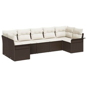 vidaXL Ensemble de canapé de jardin 7 Pièces Marron Poly rotin
