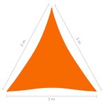 vidaXL Voile de parasol Tissu Oxford triangulaire 3x3x3 m Orange