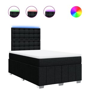 vidaXL Sommier à lattes de lit avec matelas noir 120x190 cm tissu