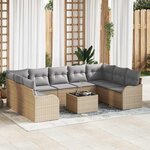 vidaXL Ensemble de canapé de jardin 10 Pièces Beige  gris clair