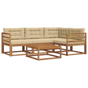 vidaXL Ensemble de canapés d'extérieur 5 Pièces Naturel et Beige