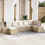 vidaXL Ensemble de canapé de jardin 7 Pièces Beige Poly rotin