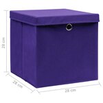 vidaXL Boîtes de rangement avec couvercles 10 Pièces 28x28x28 cm Violet