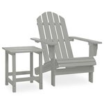 Chaise de jardin avec table bois de sapin gris 02_0013329