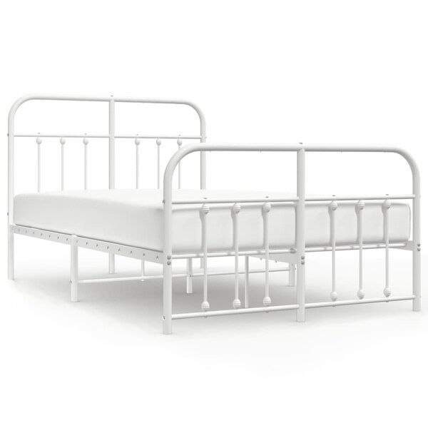 vidaXL Cadre de lit métal sans matelas et pied de lit blanc 120x200 cm