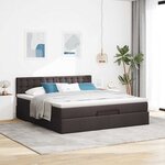 VidaXL Cadre de lit ottoman avec matelas marron foncé 180x200 cm tissu