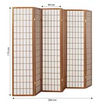 Paravent Shoji 6 pans en bois marron