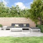vidaXL Salon de jardin 5 Pièces avec coussins blanc bois massif