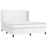 vidaXL Sommier à lattes de lit avec matelas Blanc 160x200cm Similicuir