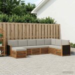 vidaXL Ensemble de canapés d'extérieur 6 Pièces Naturel et gris clair