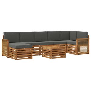 vidaXL Ensemble de canapés d'extérieur 7 pc Naturel et Anthracite
