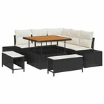 vidaXL Ensemble de canapé de jardin avec coussin 8 Pièces Noir Poly rotin