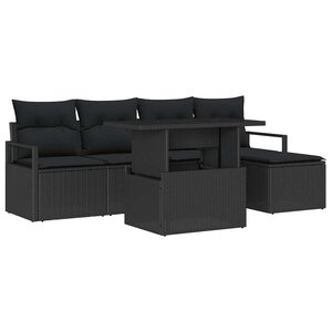 vidaXL Ensemble de canapé de jardin 6 pc Noir Poly rotin