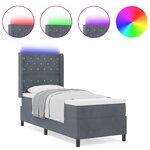 vidaXL Lit à ressorts avec matelas & LED gris foncé 80x200 cm en velours