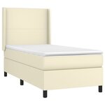 vidaXL Sommier tapissier avec matelas et LED Crème 90x190cm Similicuir