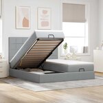 VidaXL Cadre de lit ottoman et matelas gris clair 200x200cm tissu
