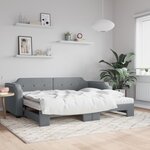 vidaXL Lit de jour avec gigogne et matelas gris clair 90x200 cm tissu