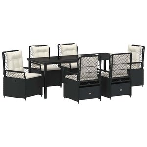 vidaXL Ensemble de salle à manger pour jardin 7 pc Noir polyrotin